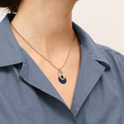 Chaîne Necklace, Gold Finish, Sun / Navy Blue image number 4